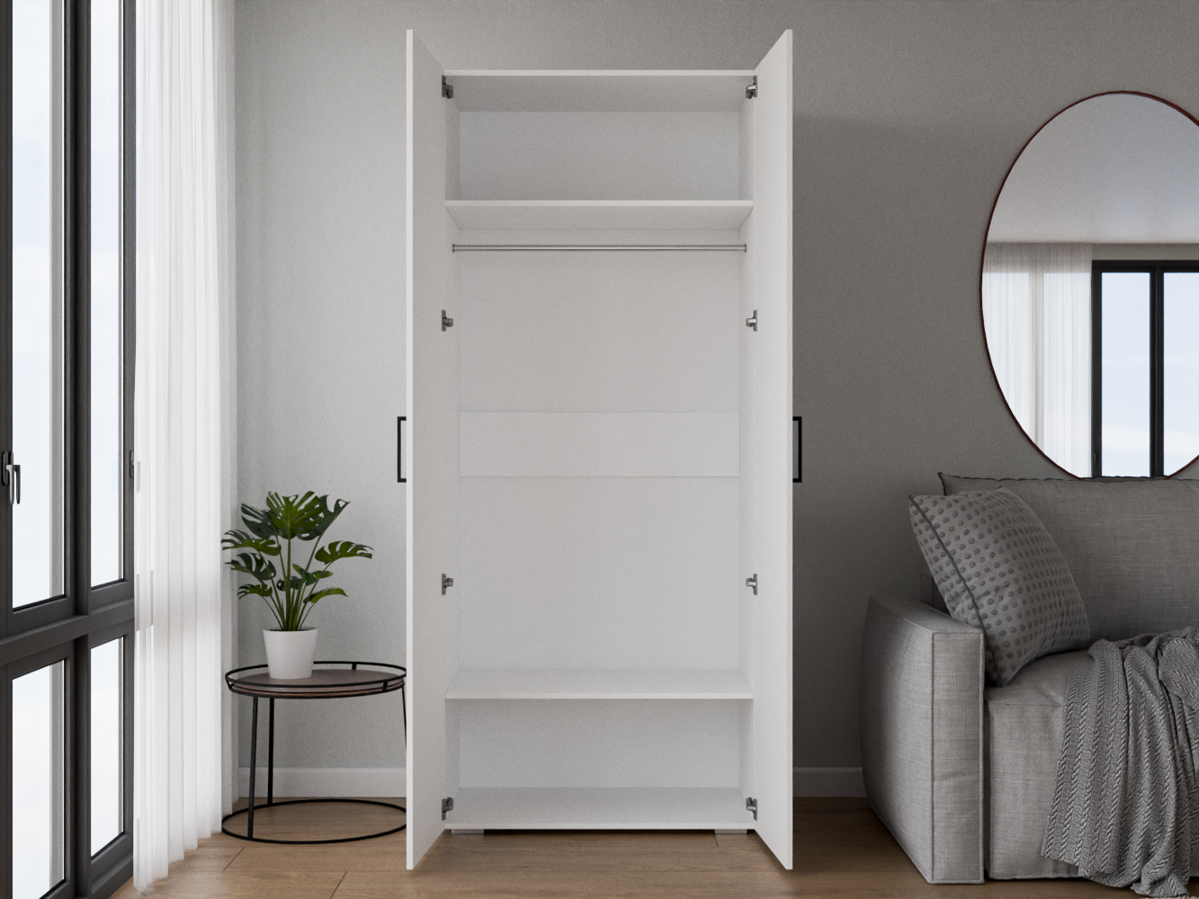 Распашной шкаф Хемнэс 1 white ИКЕА (IKEA) изображение товара